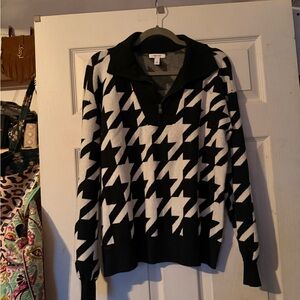 Nine West Black and White Houndstooth Sweater